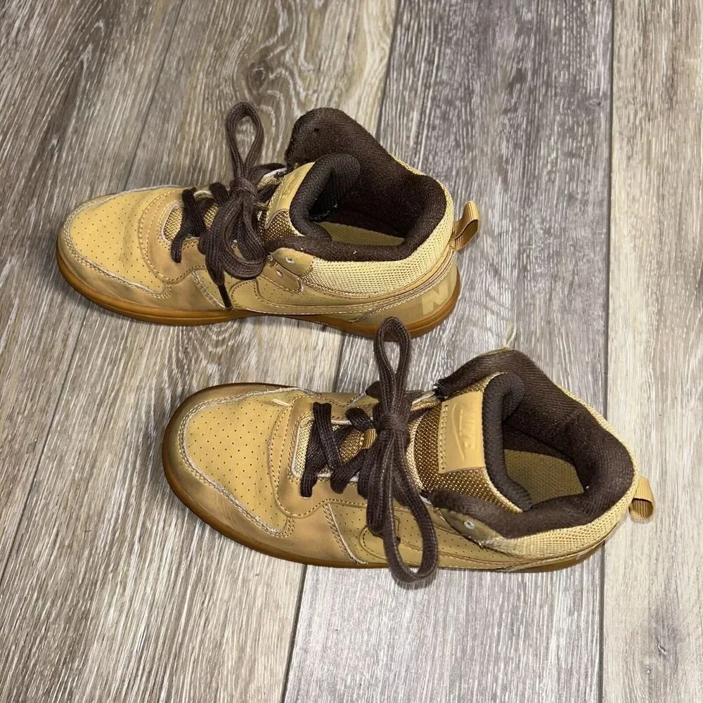 Nike Court Borough Mid Beige Khaki Kids Youth US Size 1.5Y 839978-700 High Top